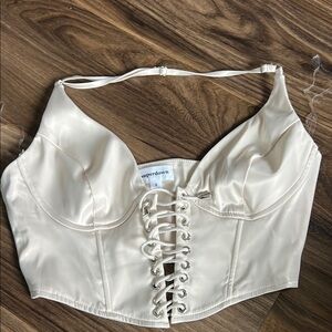 Ivory Lace-Up Satin Bustier